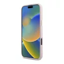 Guess Silicone Script Metal Logo & Frame iPhone 16 hátlap tok, rózsaszín GUHCP16SSMBSLP