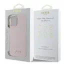 Guess Silicone Script Metal Logo & Frame iPhone 16 hátlap tok, rózsaszín GUHCP16SSMBSLP