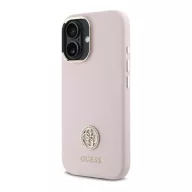  Guess Silicone Logo Strass 4G iPhone 16  hátlap tok, rózsaszín GUHCP16SM4DGPP