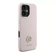   Guess Silicone Logo Strass 4G iPhone 16  hátlap tok, rózsaszín GUHCP16SM4DGPP