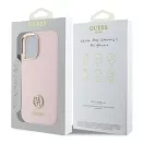 Guess Silicone Logo Strass 4G iPhone 16  hátlap tok, rózsaszín GUHCP16SM4DGPP