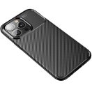 Forcell Carbon Premium Samsung Galaxy S25 szilikon tok, karbon mintás szilikon tok, fekete