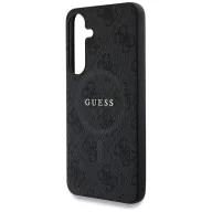  Guess Leather 4G Colored Ring Classic Logo MagSafe Samsung Galaxy S25+ kemény hátlap tok, fekete