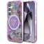 Guess Glitter Flowers Triangle Buttons Samsung Galaxy S25 MagSafe kemény hátlap tok, lila