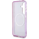 Guess Glitter Flowers Triangle Buttons Samsung Galaxy S25 MagSafe kemény hátlap tok, lila