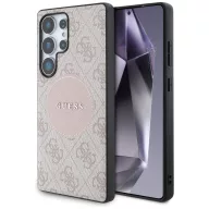   Guess 4G Round Patch Classic Logo Samsung Galaxy S25 Ultra MagSafe kemény hátlap tok, rózsaszín