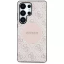 Guess 4G Round Patch Classic Logo Samsung Galaxy S25 Ultra MagSafe kemény hátlap tok, rózsaszín