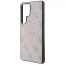 Guess 4G Round Patch Classic Logo Samsung Galaxy S25 Ultra MagSafe kemény hátlap tok, rózsaszín