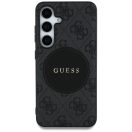 Guess 4G Round Patch Classic Logo Samsung Galaxy S25 MagSafe kemény hátlap tok, fekete