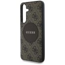 Guess 4G Round Patch Classic Logo Samsung Galaxy S25 MagSafe kemény hátlap tok, barna