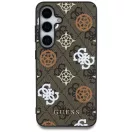 Guess 4G Printed Colored Peony Pattern Samsung Galaxy S25 MagSafe kemény hátlap tok, barna