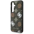 Guess 4G Printed Colored Peony Pattern Samsung Galaxy S25 MagSafe kemény hátlap tok, barna
