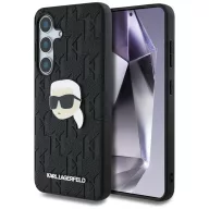   Karl Lagerfeld Leather Monogram Pin Logo Karl Head Samsung Galaxy S25+ kemény hátlap tok, fekete