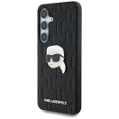 Karl Lagerfeld Leather Monogram Pin Logo Karl Head Samsung Galaxy S25+ kemény hátlap tok, fekete