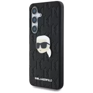   Karl Lagerfeld Leather Monogram Pin Logo Karl Head Samsung Galaxy S25+ kemény hátlap tok, fekete