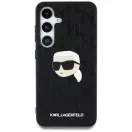 Karl Lagerfeld Leather Monogram Pin Logo Karl Head Samsung Galaxy S25+ kemény hátlap tok, fekete