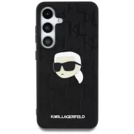   Karl Lagerfeld Leather Monogram Pin Logo Karl Head Samsung Galaxy S25+ kemény hátlap tok, fekete