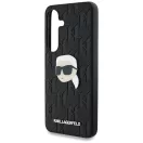 Karl Lagerfeld Leather Monogram Pin Logo Karl Head Samsung Galaxy S25+ kemény hátlap tok, fekete