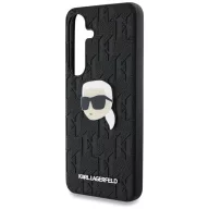   Karl Lagerfeld Leather Monogram Pin Logo Karl Head Samsung Galaxy S25+ kemény hátlap tok, fekete