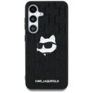 Karl Lagerfeld Leather Monogram Pin Logo Choupette Head Samsung Galaxy S25 kemény hátlap tok, fekete