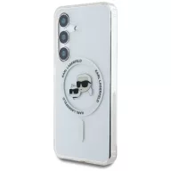   Karl Lagerfeld Button Karl & Choupette Heads Printed Logo Galaxy S25 MagSafe hátlap tok, fehér