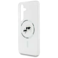  Karl Lagerfeld Button Karl & Choupette Heads Printed Logo Galaxy S25 MagSafe hátlap tok, fehér