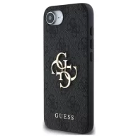   Guess PU 4G Metal Logo Apple iPhone 17e / iPhone 16e hátlap tok, sötétszürke