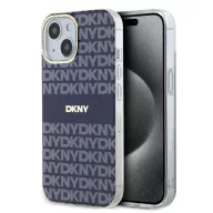   DKNY PU Leather Repeat Pattern Tonal Stripe iPhone 14 tok, kék