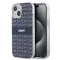 DKNY PU Leather Repeat Pattern Tonal Stripe iPhone 14 tok, kék