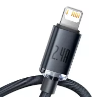 Baseus Crystal Shine USB-Lightning kábel, 2,4A, 2m, fekete