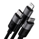 Baseus StarSpeed 3 az 1-ben töltőkábel USB - USB-C + Micro + Lightning, 3,5A, 1.2m, fekete