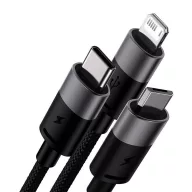   Baseus StarSpeed 3 az 1-ben töltőkábel USB - USB-C + Micro + Lightning, 3,5A, 1.2m, fekete