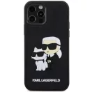 Karl Lagerfeld 3D Rubber Karl and Choupette Apple iPhone 15 Pro hátlap tok, fekete