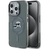   Karl Lagerfeld IML Karl & Choupette Metal Frame iPhone 15 Pro Max MagSafe tok, fekete