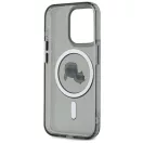 Karl Lagerfeld IML Karl & Choupette Metal Frame iPhone 15 Pro Max MagSafe tok, fekete