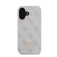   Guess PU 4G Strass Triangle Metal Logo Apple iPhone 17e / iPhone 16e hátlap tok, rózsaszín