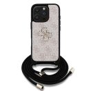 Guess PU 4G Metal Logo Crossbody Strap iPhone 16 Pro Max hátlap tok, rózsaszín