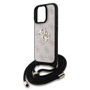 Guess PU 4G Metal Logo Crossbody Strap iPhone 16 Pro Max hátlap tok, rózsaszín