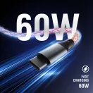 4smarts RGBCord USB-C / USB-C töltő és adatkábel, RGB világítással, 60W, 1.5m, színes