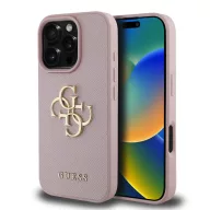   Guess PU Grained 4G Metal Logo Apple iPhone 15 Pro hátlap tok, rózsaszín