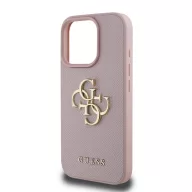   Guess PU Grained 4G Metal Logo Apple iPhone 15 Pro hátlap tok, rózsaszín