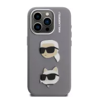   Karl Lagerfeld Grained PU K&CH Heads iPhone 16 Pro Max hátlap tok, szürke