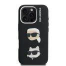 Karl Lagerfeld Grained PU K&CH Heads iPhone 16 Pro hátlap tok, fekete