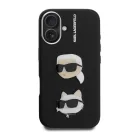 Karl Lagerfeld Grained PU K&CH Heads iPhone 16 hátlap tok, fekete