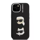 Karl Lagerfeld Grained PU K&CH Heads iPhone 15 hátlap tok, fekete