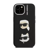   Karl Lagerfeld Grained PU K&CH Heads iPhone 15 hátlap tok, fekete
