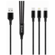   OBAL:ME Allconnect 3in1 USB-A-USB-C-Lightning-MicroUSB kábel, 12W, 1,2m, fekete