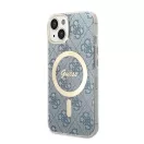 Guess 4G Print MagSafe Apple iPhone 14 Plus hátlap tok, kék + MagSafe töltő