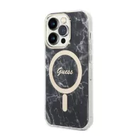   Guess Marble MagSafe Apple iPhone 14 Pro Max hátlap tok, fekete + MagSafe töltő