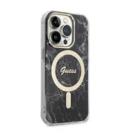   Guess Marble MagSafe Apple iPhone 14 Pro Max hátlap tok, fekete + MagSafe töltő